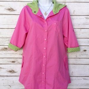 Pink Windbreaker with Polka Dots and Hood